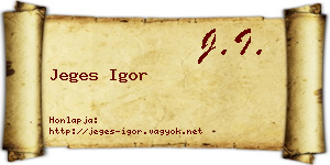 Jeges Igor névjegykártya